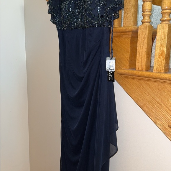 XSCAPE Women’s Navy Dress Beaded Empire-Waist Formal Gown Plus Size 14W -DISPLAY - Picture 10 of 12
